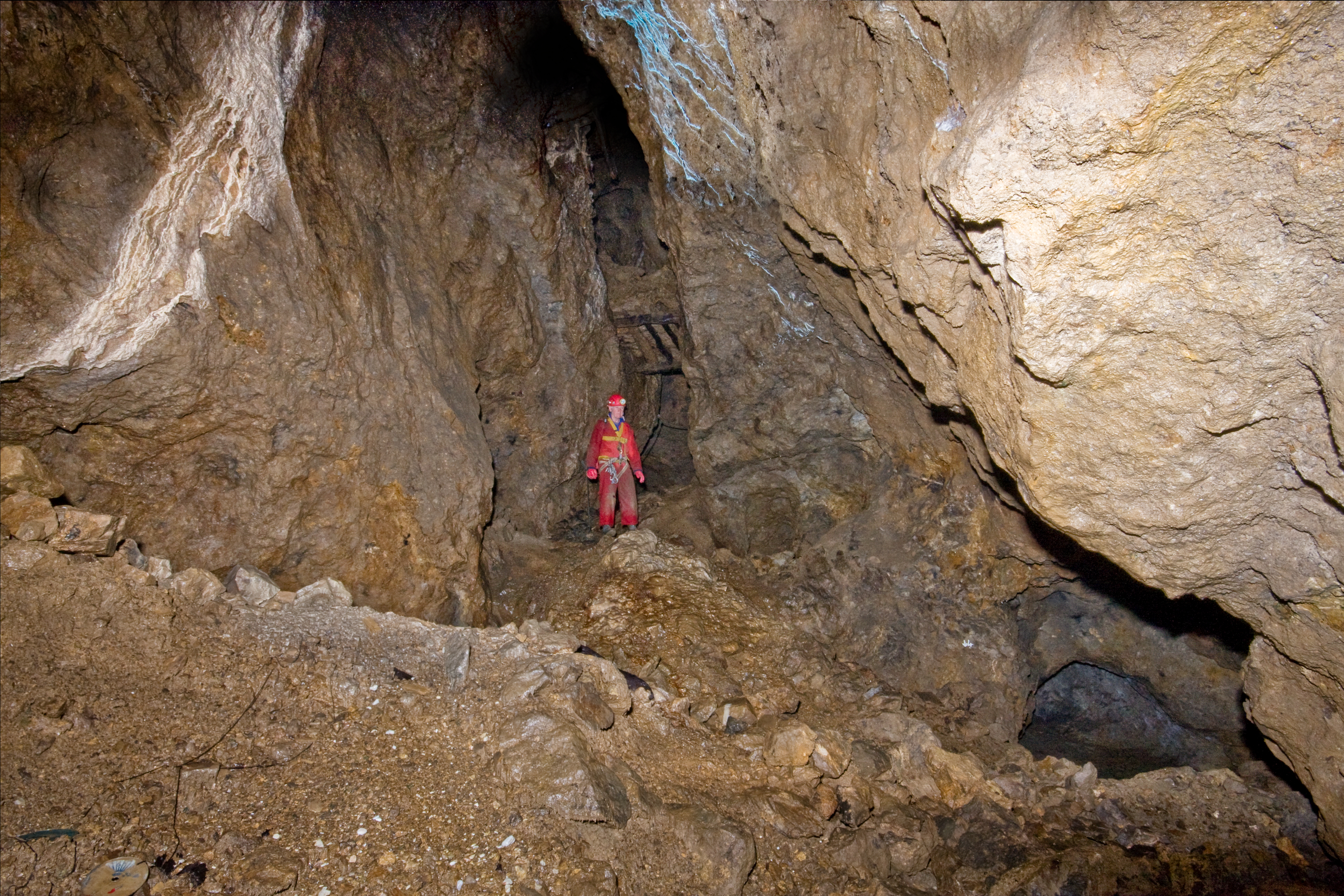 Brian in a chamber above the adit